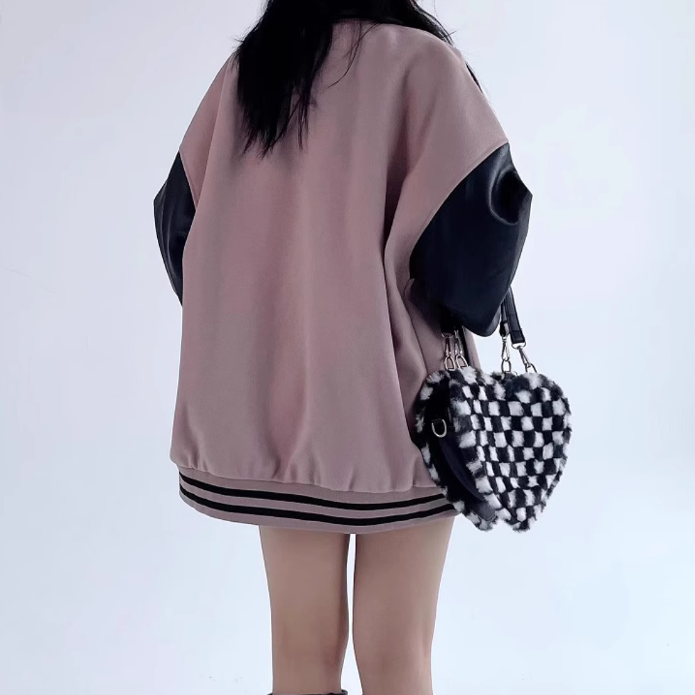 Women's Classic Gothic Lettering PU Patchwork Jacket