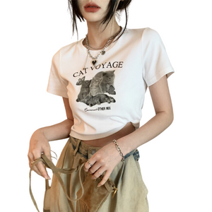 Women's Pets Print Cropped Tee