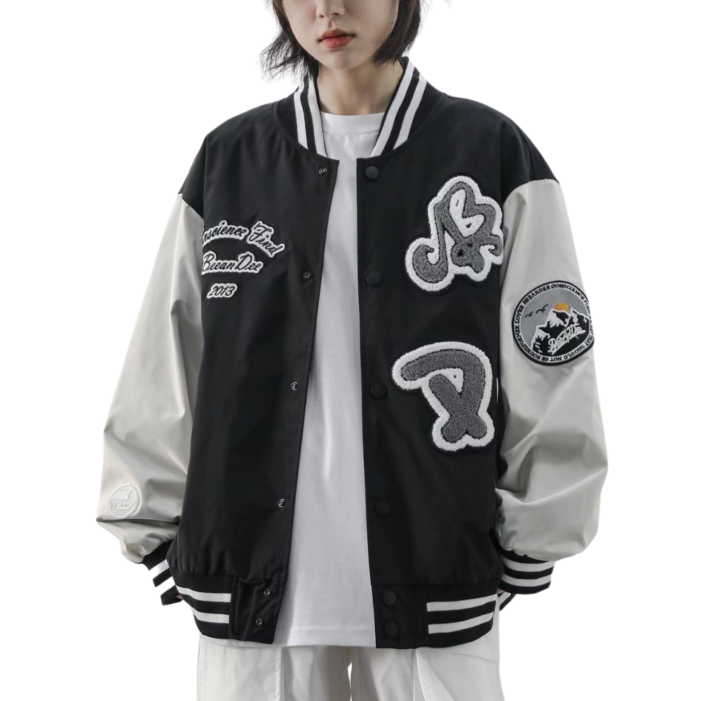 Vintage Letter Embroidery Jacquard Jacket