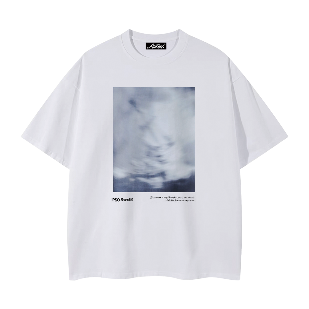 Pure Cotton 260G Blurred Landscape Print T-Shirt