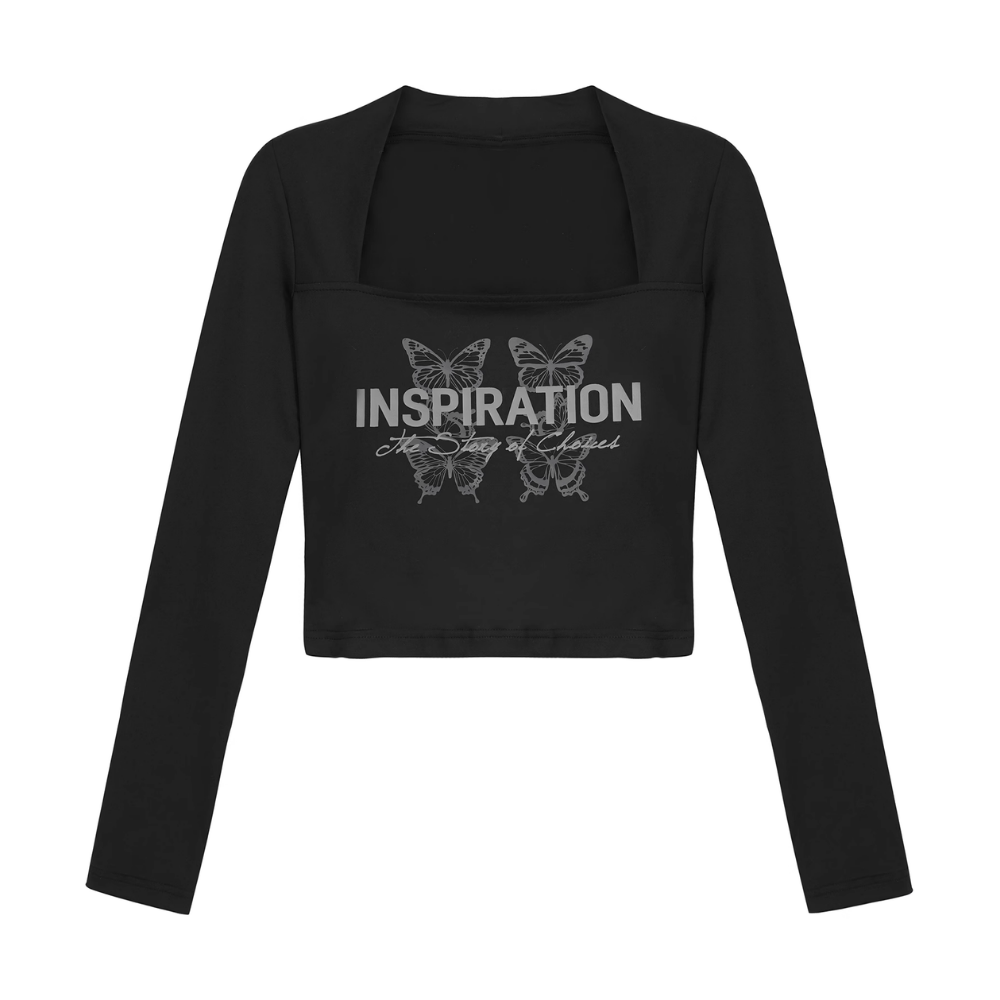 Women's Hot Girl Butterfly Print Long Sleeve