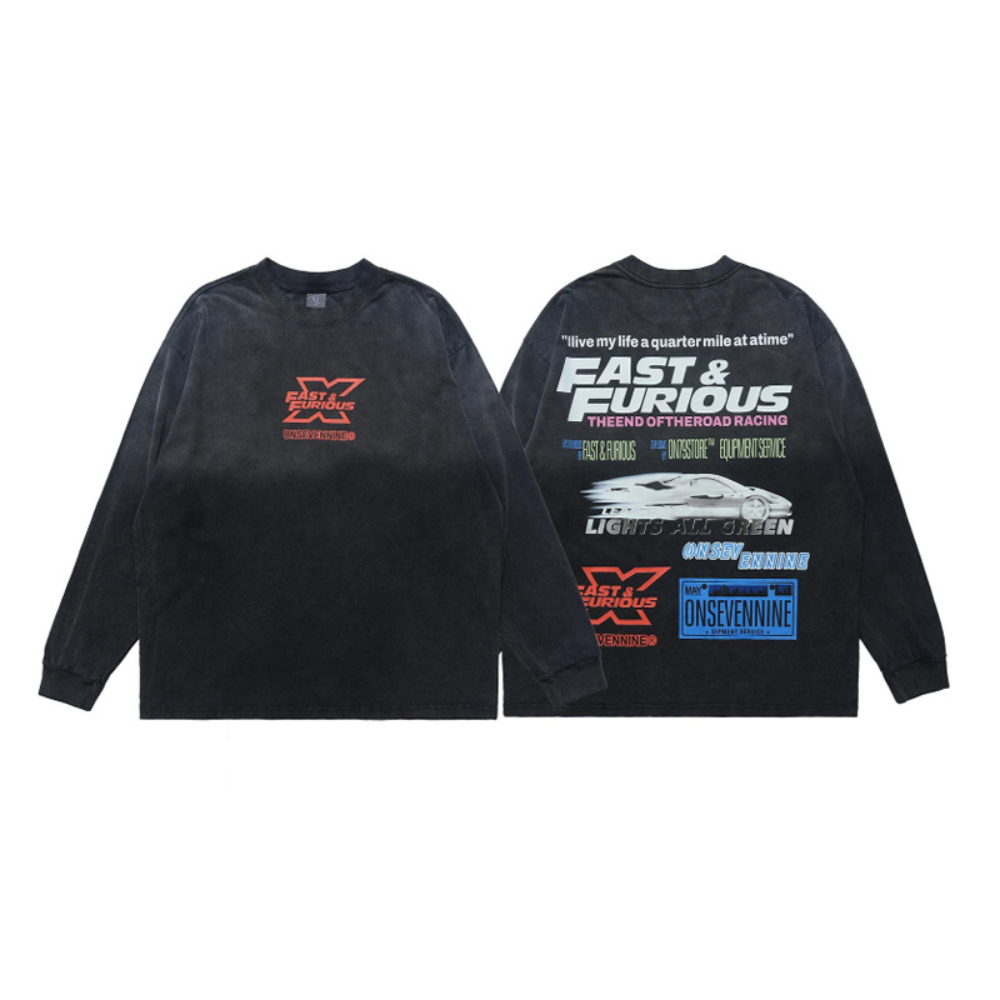 Racing Print Washed Sweatshirt