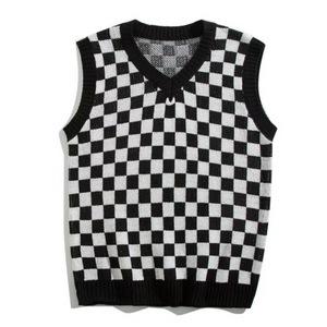 Artistic Checkerboard Knit Vest