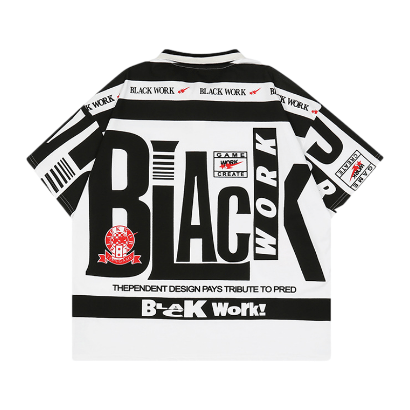 Vintage Black Work Polo Shirt