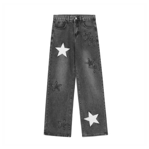 Vintage Street Star Patchwork Straight Jeans