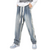 Hip Hop Drawstring Washed Straight Jeans