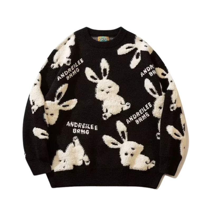 Cute Flocked Rabbit Sweater