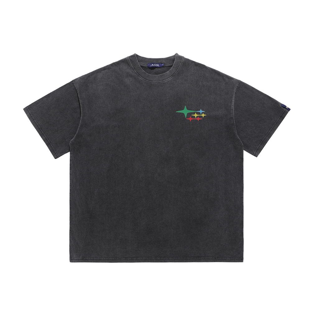 Hip Hop Bold Print Wash T-Shirt