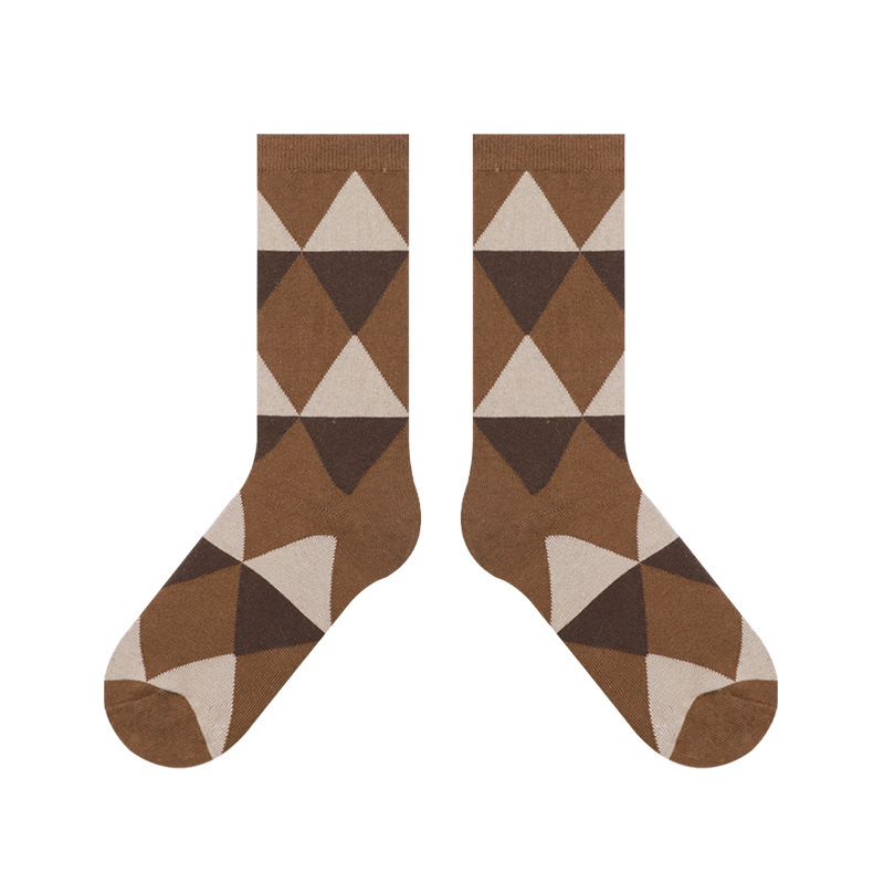 Academic Color Blocking Rhombic Lattice Scoks