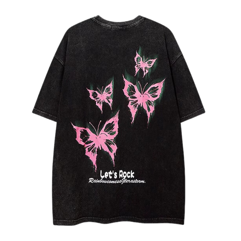 High Street Butterfly Print Washed T-shirt