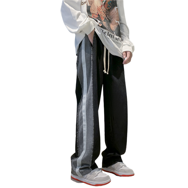 Casual Side Striped Webbing Jeans