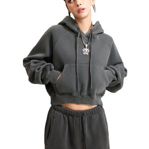 Women's Casual Washed Cropped Hoodie