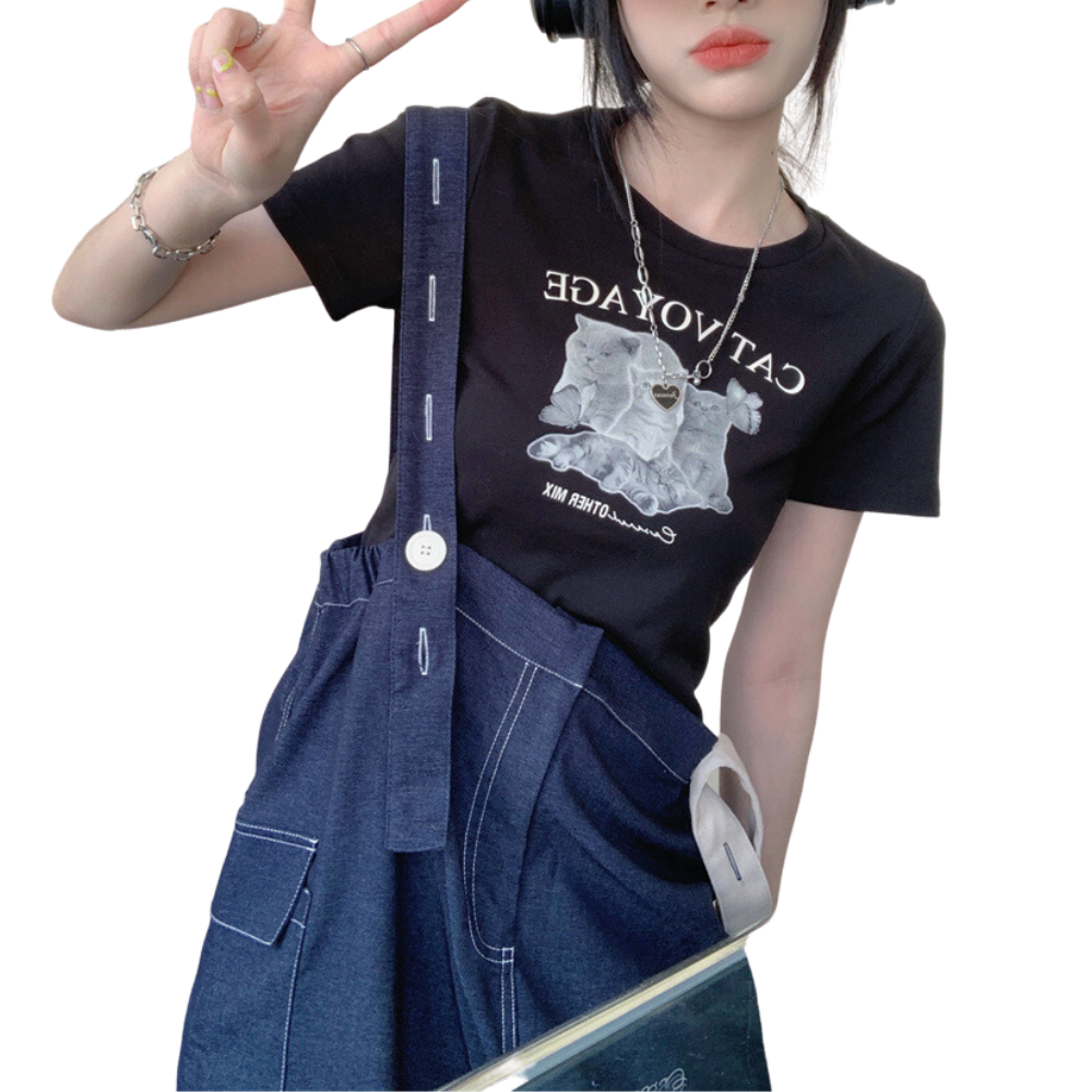 Women's Pets Print Cropped Tee
