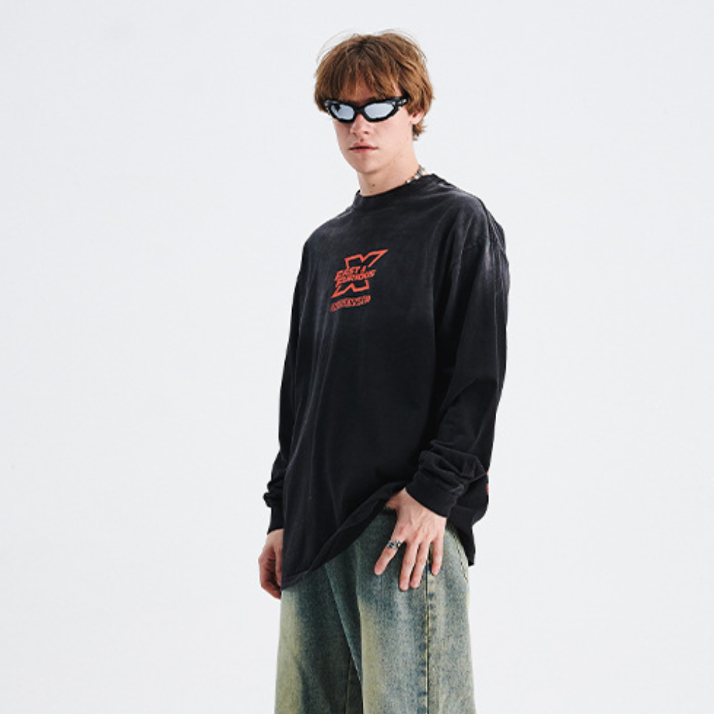Racing Print Washed Sweatshirt