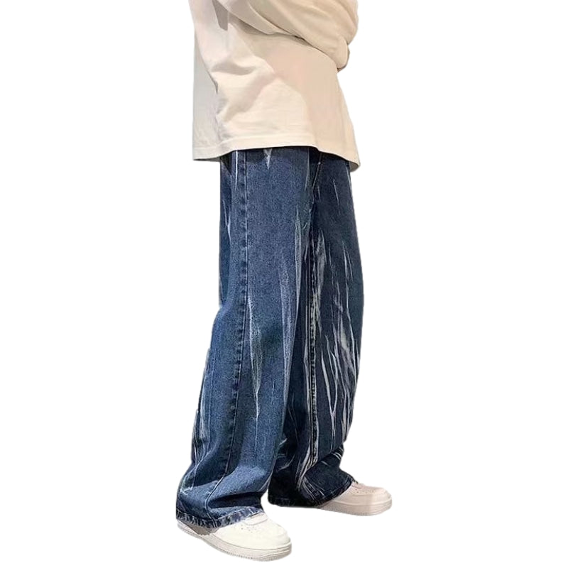 Vintage Tie-Dye Distressed Straight Jeans