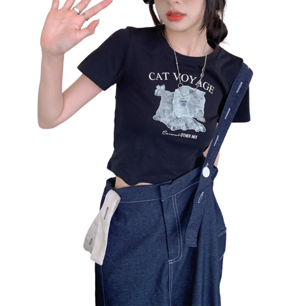 Women's Pets Print Cropped Tee