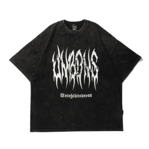 Dark Gothic Lettering Washed T-shirt