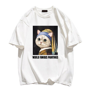 Cat With Pearl Earrings T-shirt