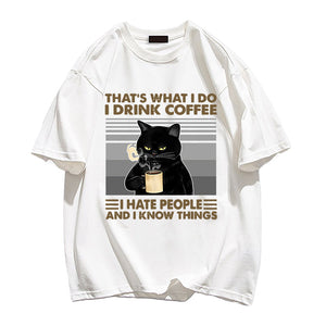 Cool Cat Drinking Coffee T-shirt