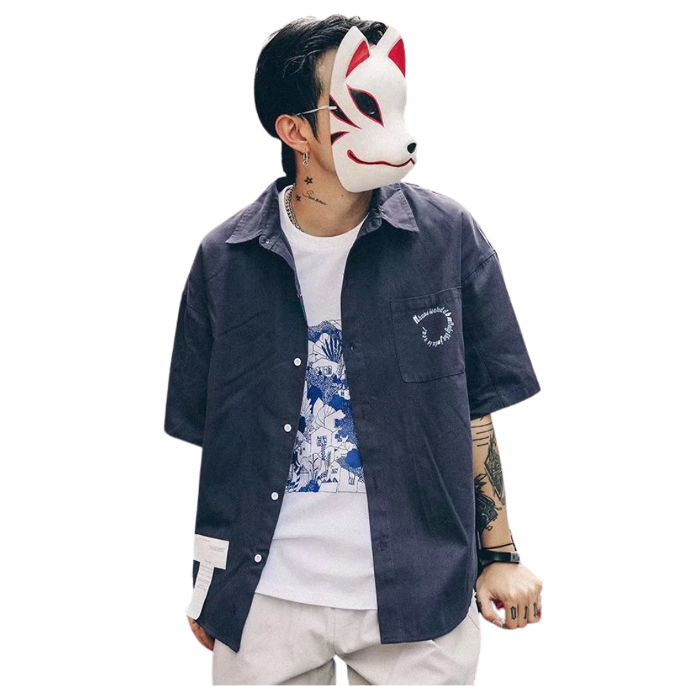 Japanese Embroidered Short Sleeve Shirt