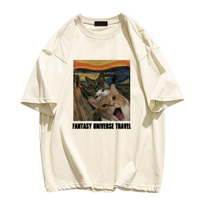 Cute Van Gogh Three Cat Screams T-shirt