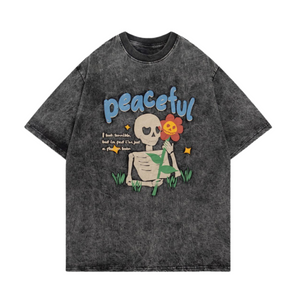 Vintage Street Skull Graphic Washed T-Shirt