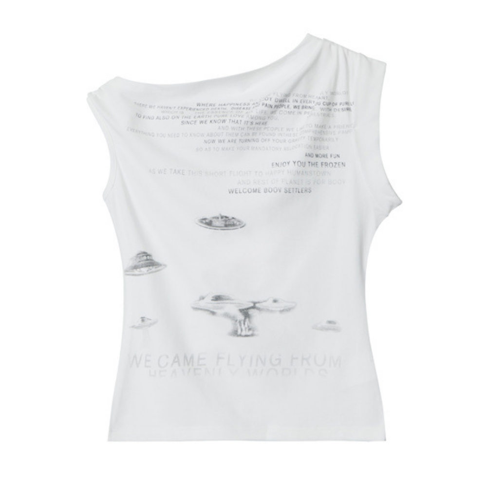 Women's Sexy Irregular Shoulder Slim T-shirt
