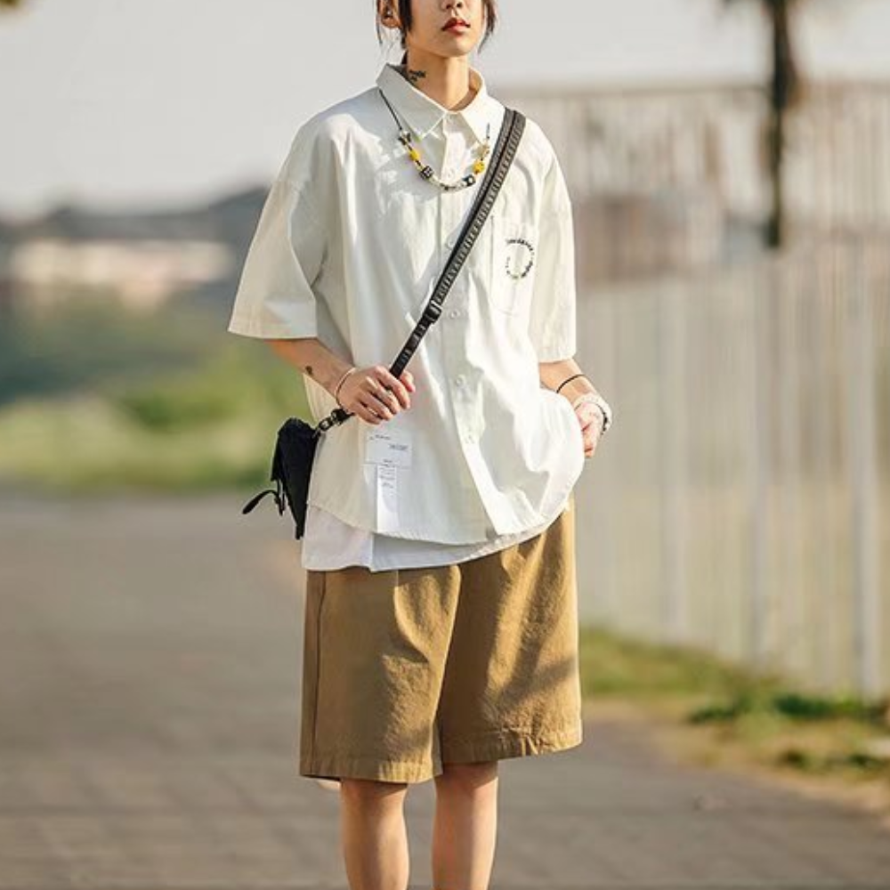 Japanese Embroidered Short Sleeve Shirt