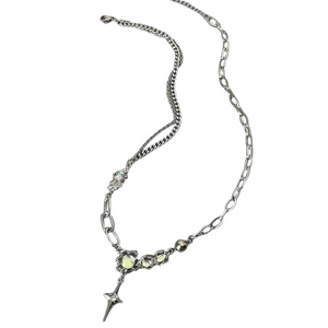 Moonstone Four-awn Star Stitching Necklace