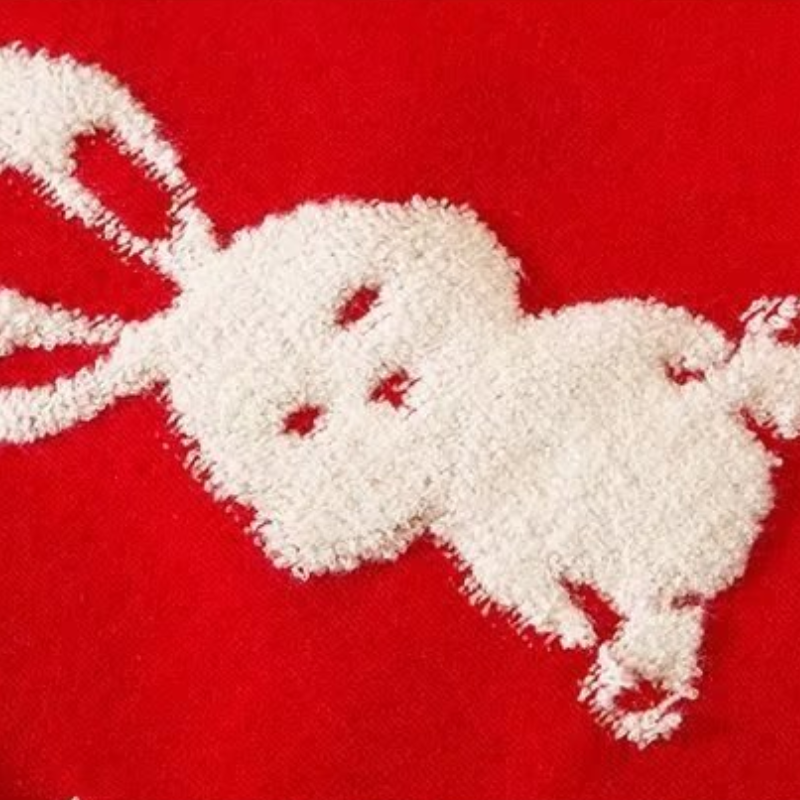 Cute Flocked Rabbit Sweater
