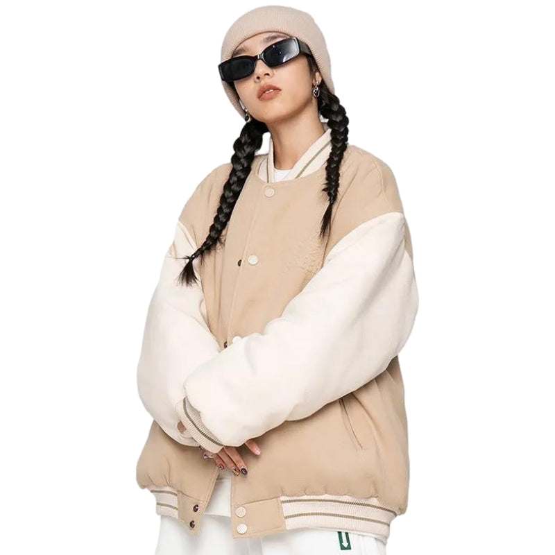 Simple Patchwork Suede Baseball Jacket