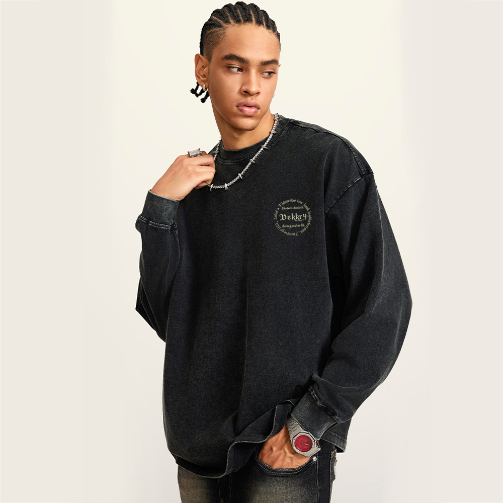 Letter Skull Hand Graphic Washed Sweatshirt