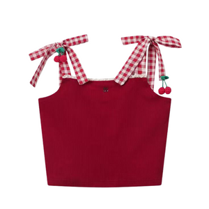 【Subscription】Women's Sweet Spice Cherry Solid Color Caim Top