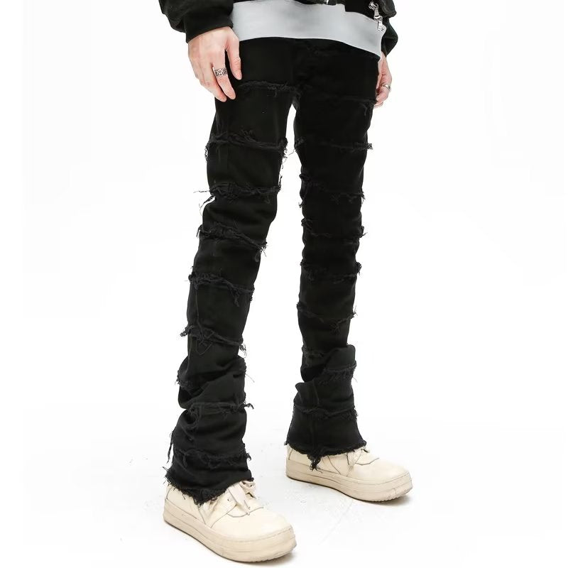 DF |American Black Destroy Washed Stacked Jeans