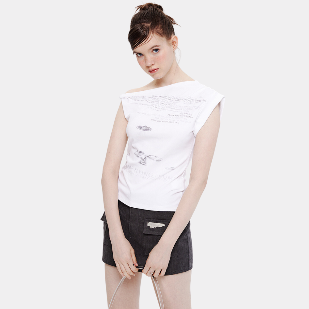 Women's Sexy Irregular Shoulder Slim T-shirt