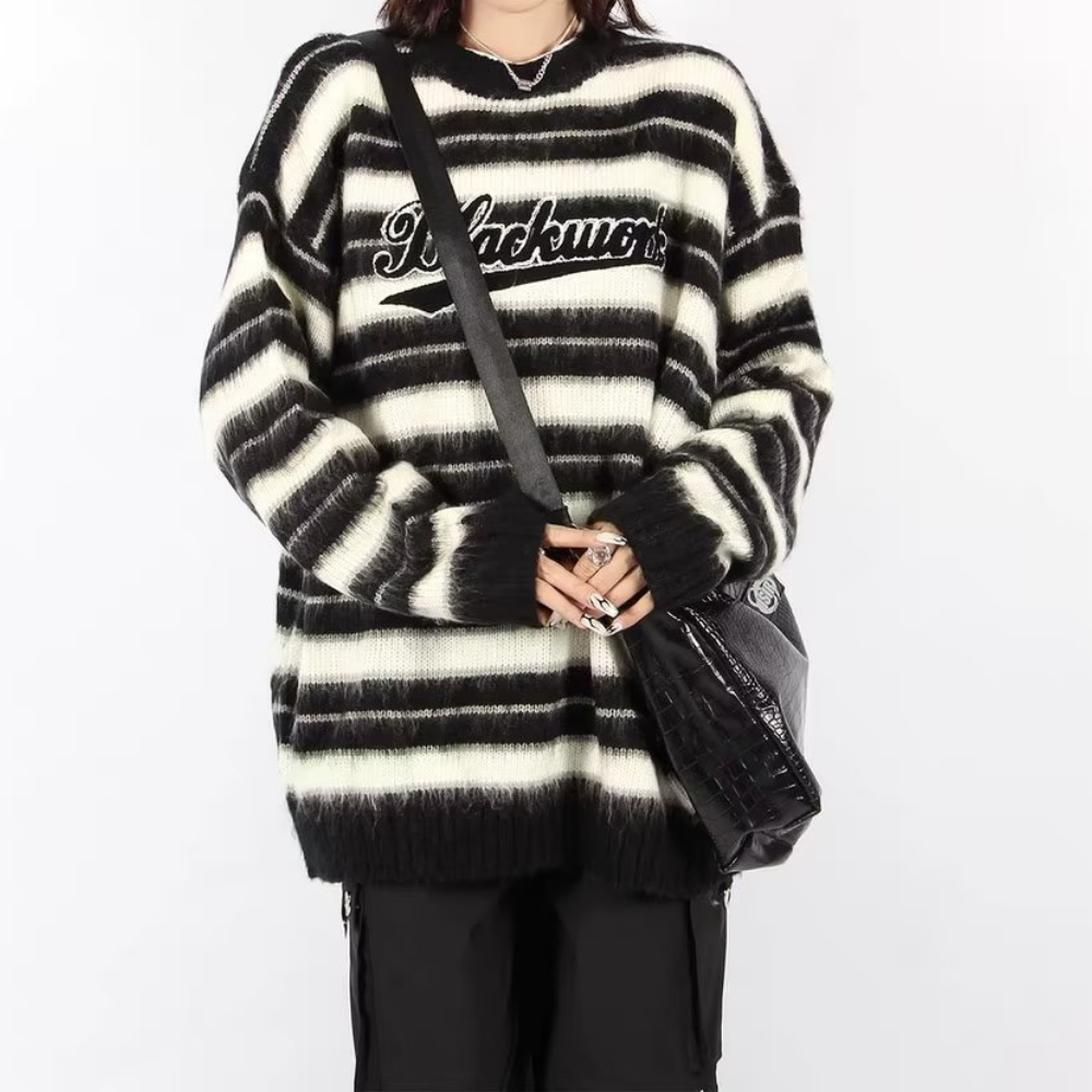 Women's Retro Letter Embroidered Sweater