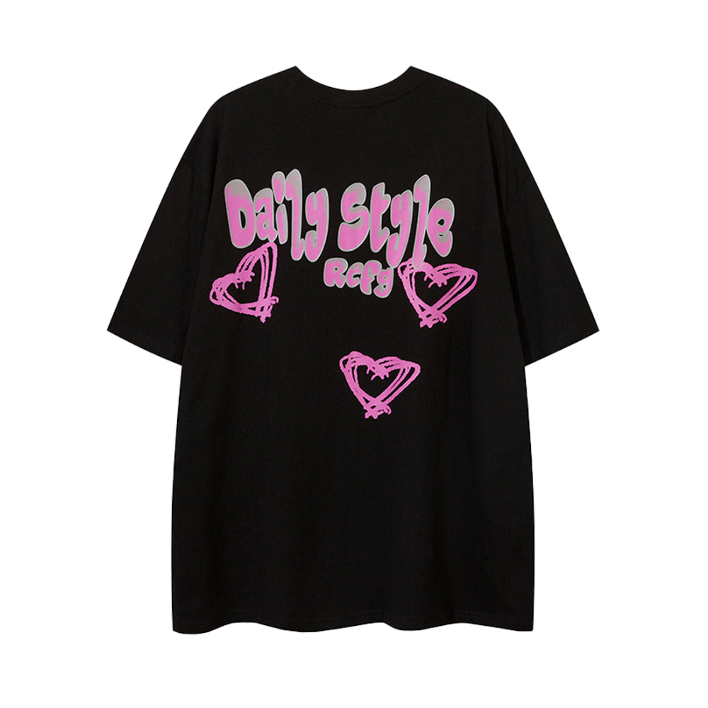 Cartoon Heart Graffiti Oversize T-shirt