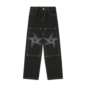 Urban Star Embroidery Straight Leg Jeans