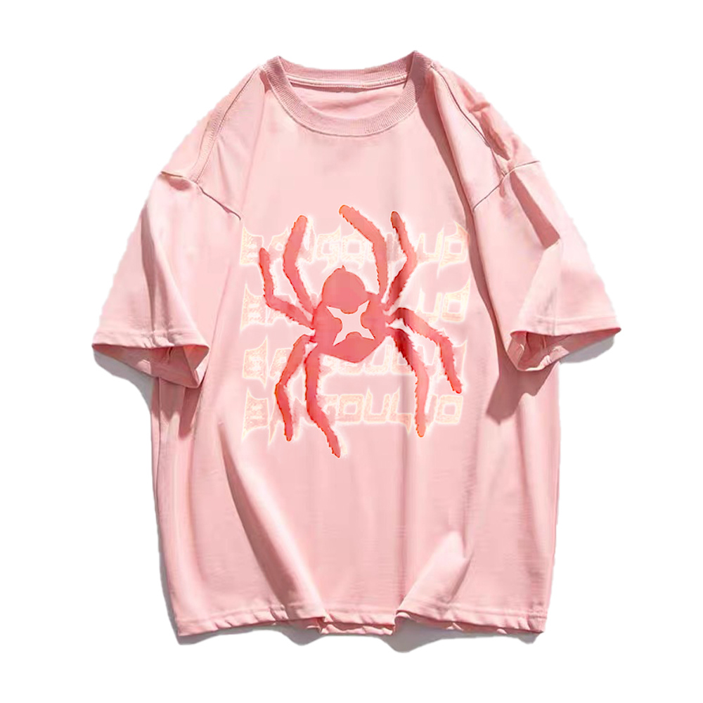 Cartoon Spider Letter Print T-shirt