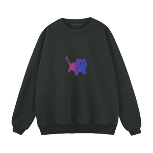 Colorblock Kitten Print Sweatshirt