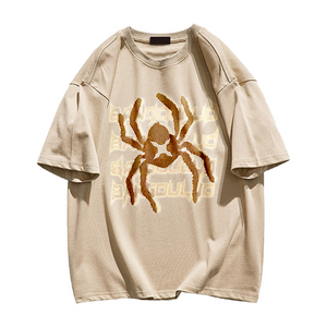 Cartoon Spider Letter Print T-shirt