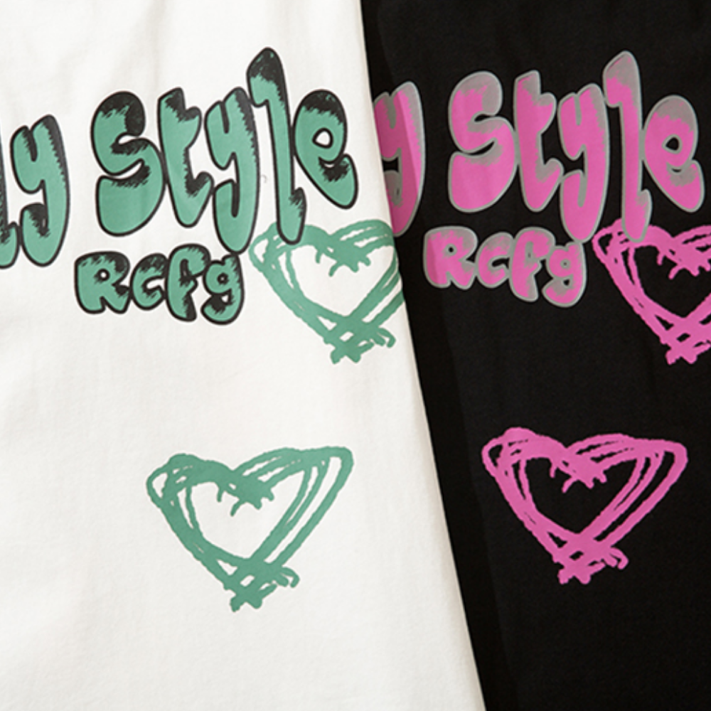 Cartoon Heart Graffiti Oversize T-shirt