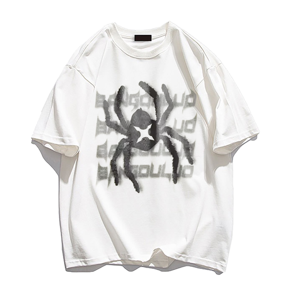 Cartoon Spider Letter Print T-shirt