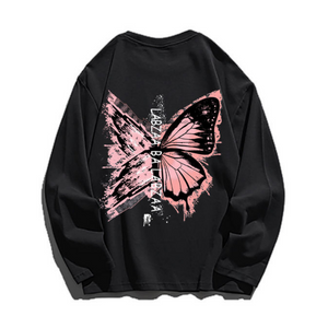 Casual Red Butterfly Letter Hoodie