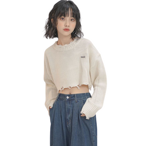 Women Knit Cropped Sweater