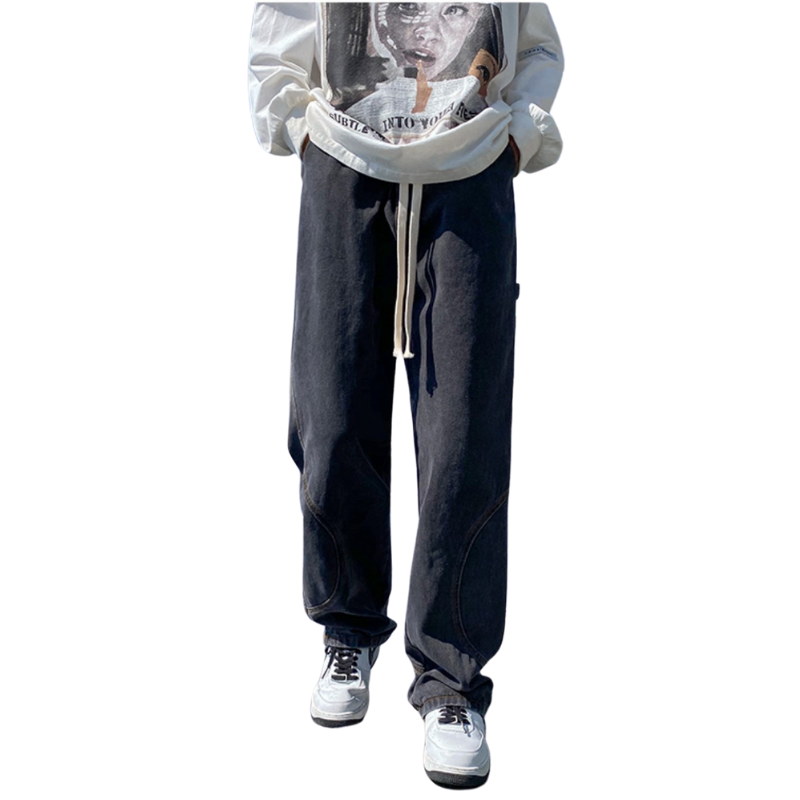 Street Pure Drawsting Straight Jeans