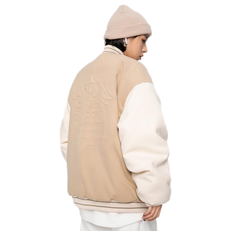 Simple Patchwork Suede Baseball Jacket