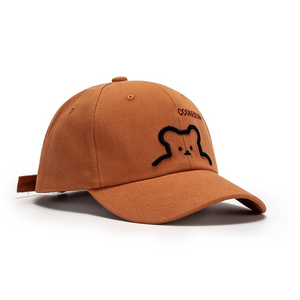 Vintagel Bear Letter Embroidery Pure Hat