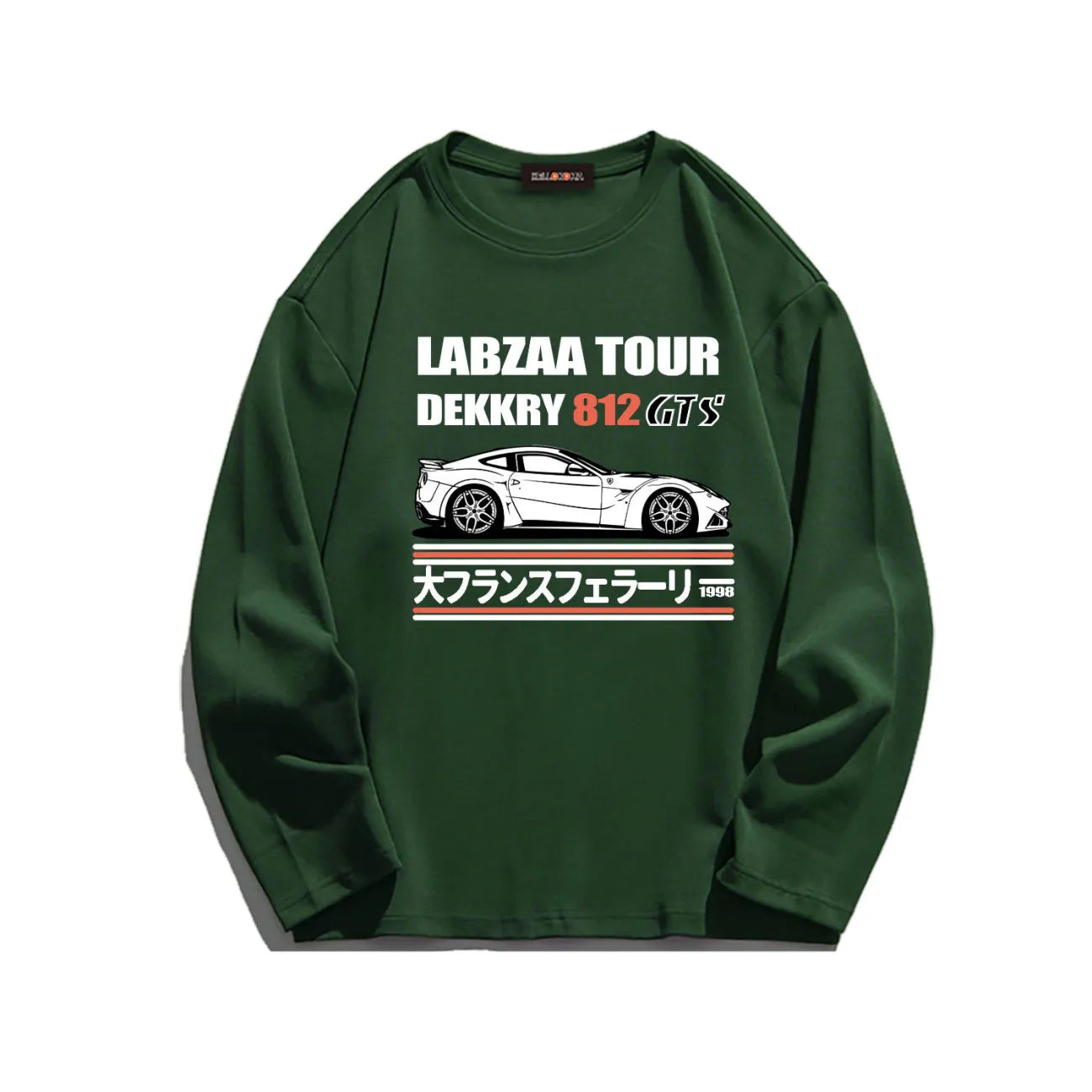 Letter Japanese Car Print Long Sleeve Shirt