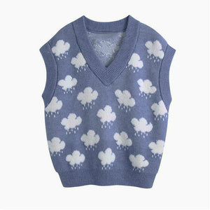 Cloud Pattern Knitted Vest